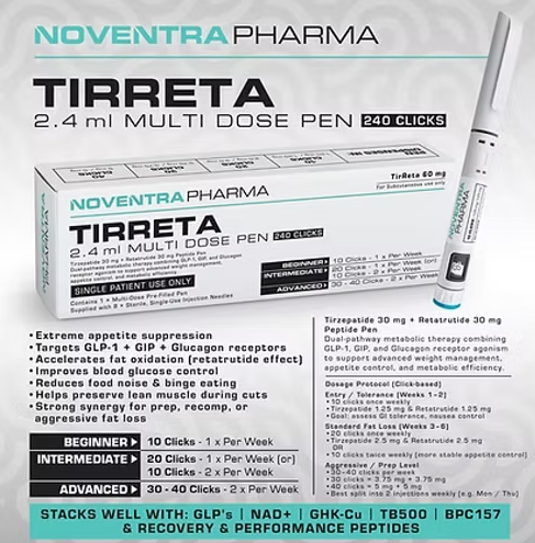 NOVENTRA TIRRETA COMPOUND PEPTIDE PEN 60MG 2.4ML (Retatrutide + Tirzepatide)